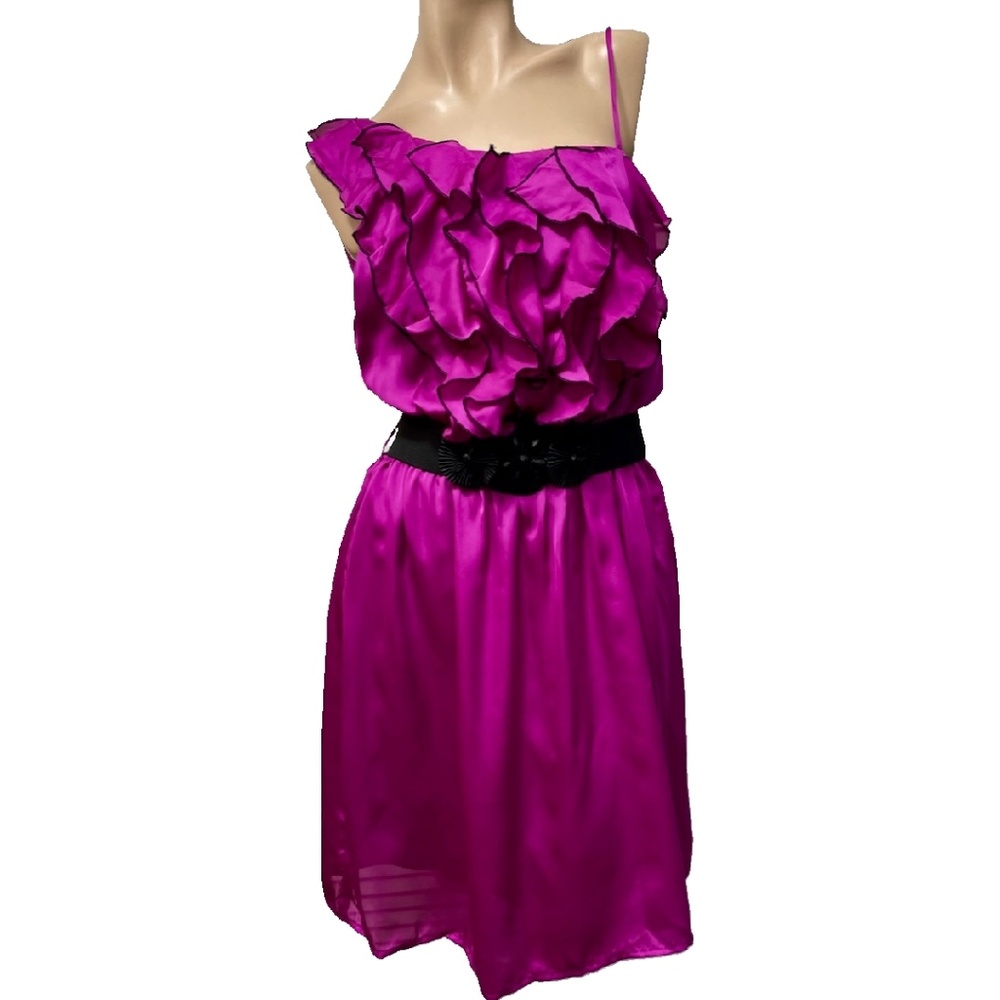 Teeze Me Jr 13/14 Fuschia One Shoulder Dress w Ruffled Bodice